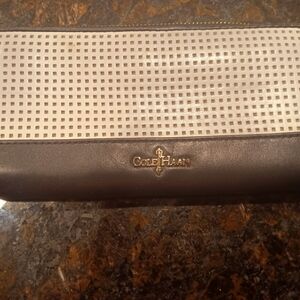 Cole Haan Black and Cream Perforated Clutch